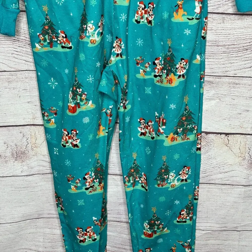 Disney Parks Mickey Mouse Christmas Winter Pajama Lounge Zip Union Suit Size 7/8 - Picture 5 of 12
